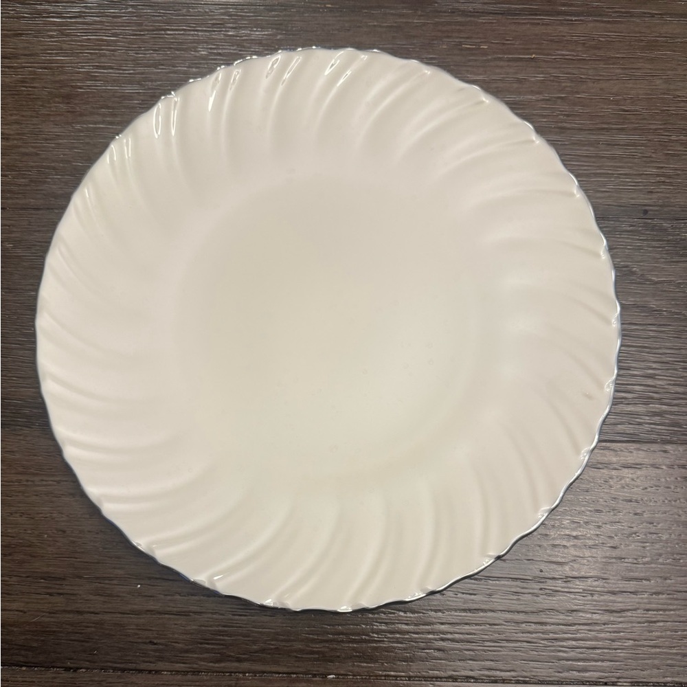 Lenox Weatherly Elegant Cream dinner Plate silver rim 10"